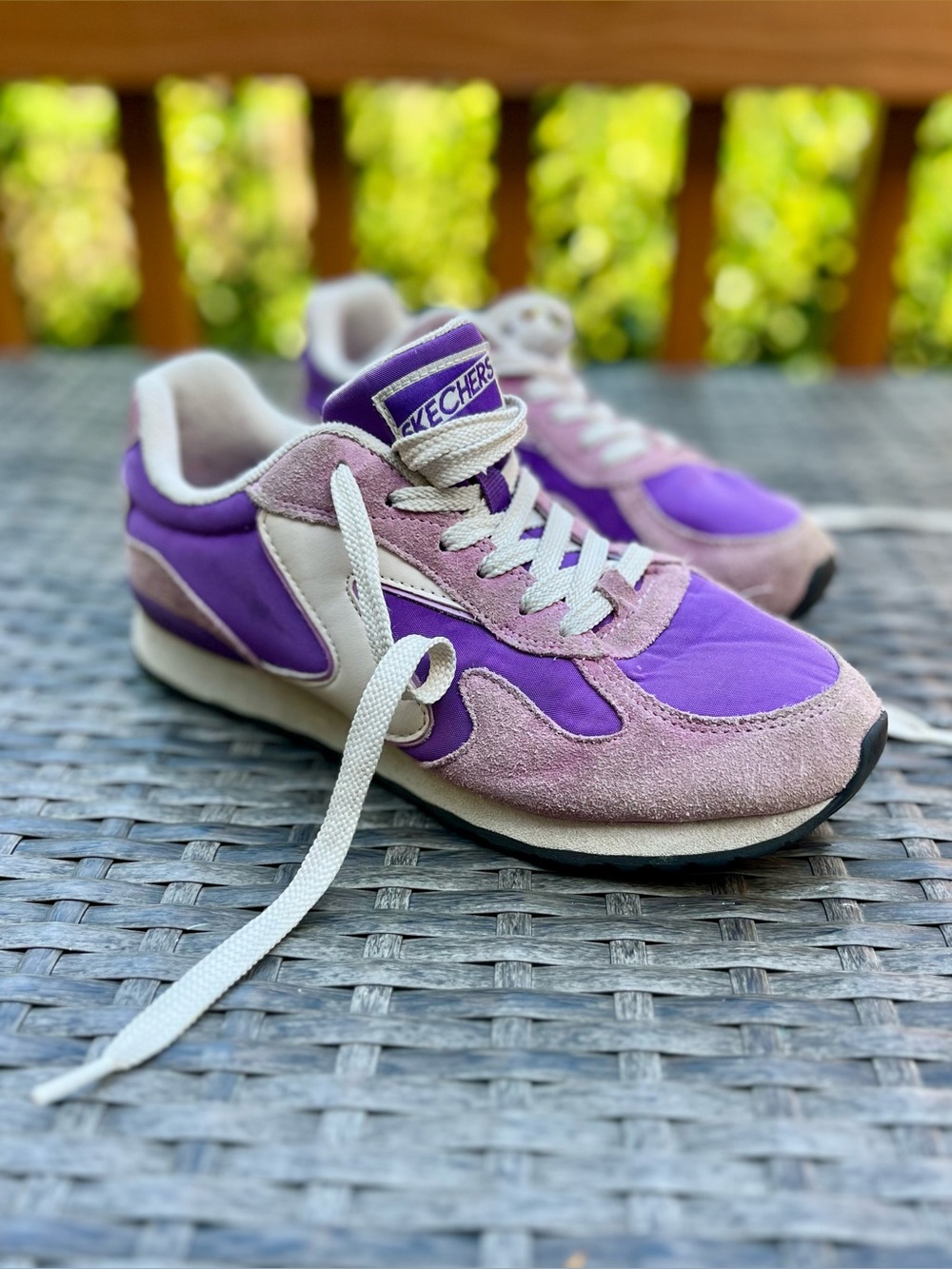 Skechers Purple & Pink Mauve Suede Fabric Sneakers